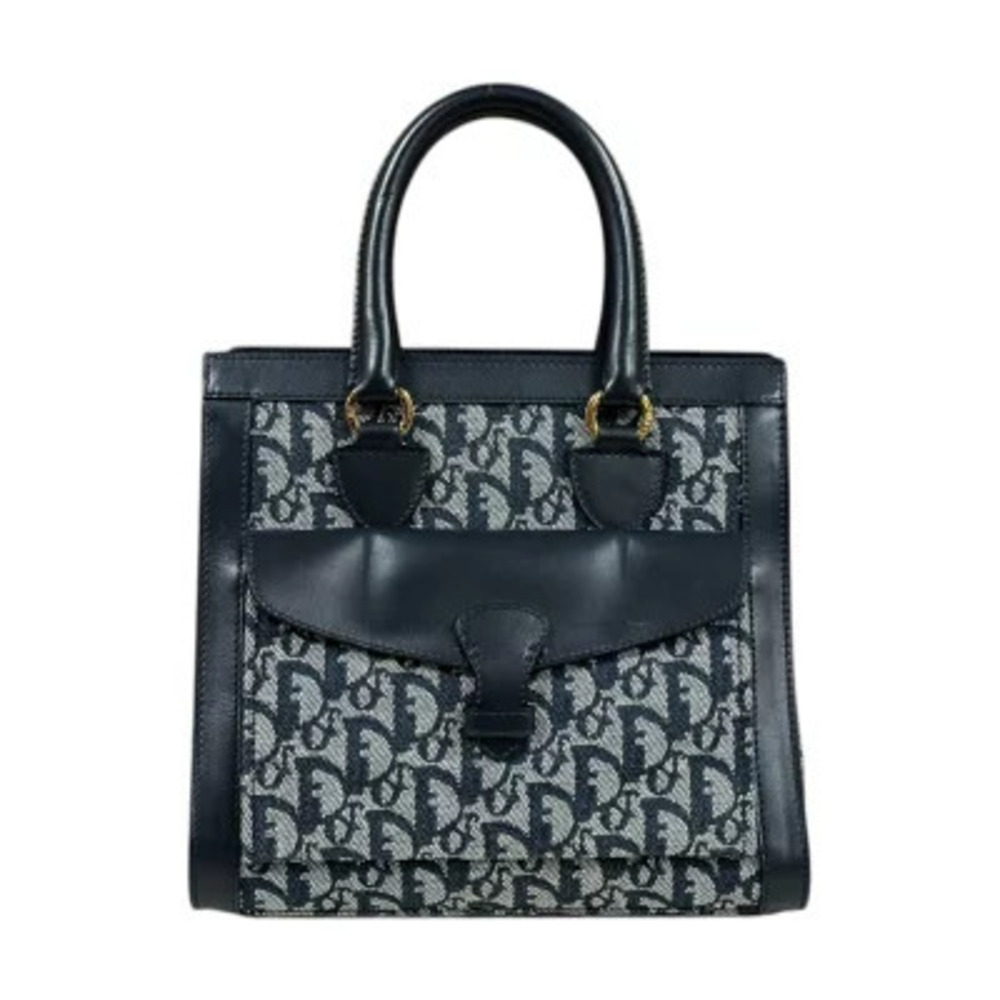 Christian Dior Trotter Handbag leather Navy Blue